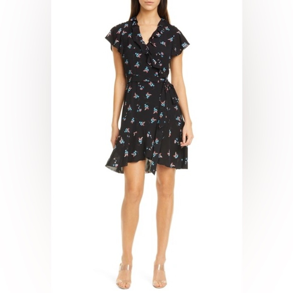 DVF Carmelita Ruffled Crepe Mini Wrap Dress NWT